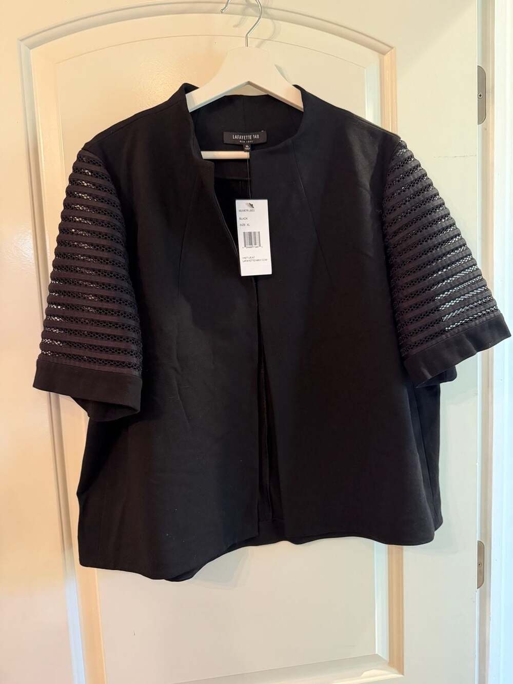 Lafayette 148 New York Jacket Size XL Black Sheer Sleeve